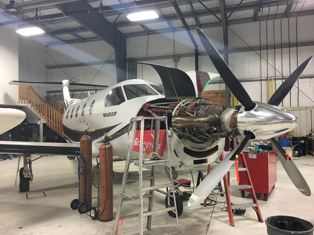 Pilatus PC-12 Aircraft in Pro Aircraft Maintenance Hangar
